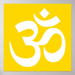 White on Gold Om Symbol Poster