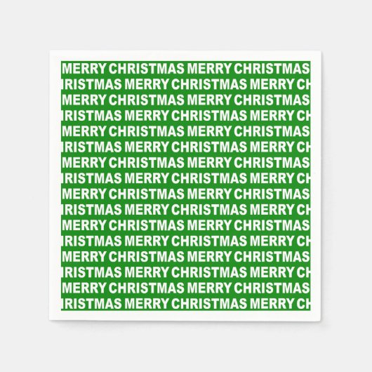 White on Green KerstTypography Paper Napkin Servet (Voorkant)