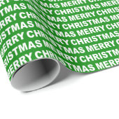 White on Green KerstTypography Wrapping Paper Cadeaupapier (Rol Hoek)