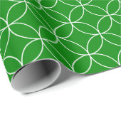White on Green Overlapping Circles Wrapping Paper Cadeaupapier (Rol Hoek)