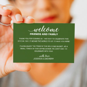 White on Green Wedding Welkom Gift Bag Basket Plaatskaartje