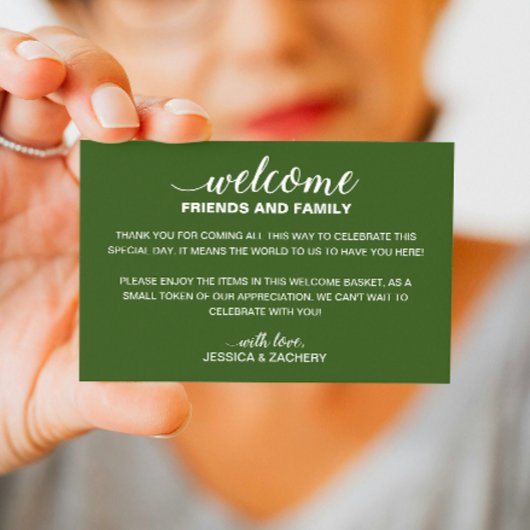 White on Green Wedding Welkom Gift Bag Basket Plaatskaartje