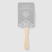 White on Grey Elegant Damask Wedding Program Fan Handwaaier (Voorkant)