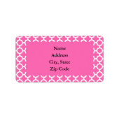 White on Hot Pink Quatrefoil Pattern Etiket (Voorkant)