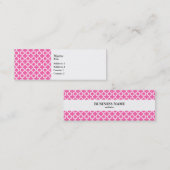 White on Hot Pink Quatrefoil Pattern Mini Visitekaartje (Voorkant / Achterkant)
