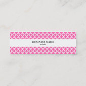 White on Hot Pink Quatrefoil Pattern Mini Visitekaartje (Achterkant)