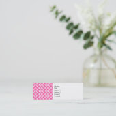 White on Hot Pink Quatrefoil Pattern Mini Visitekaartje (Staand voorkant)
