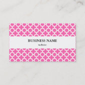 White on Hot Pink Quatrefoil Pattern Visitekaartje (Achterkant)