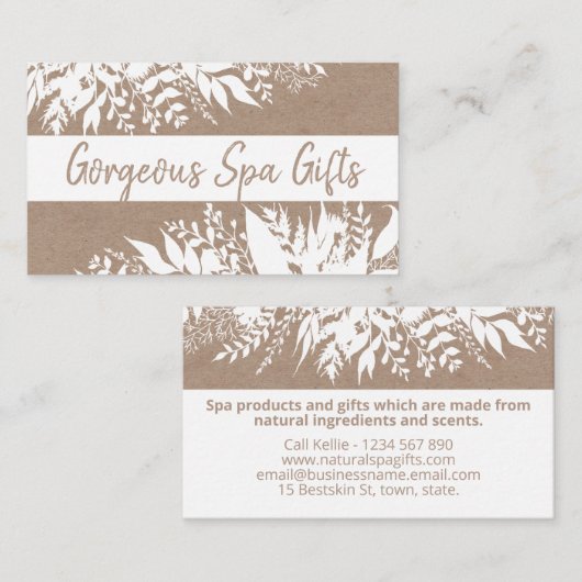 White on Kraft Handmade Bath Soak Body Butter Soap Visitekaartje (Voorkant / Achterkant)