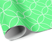 White on Light Green Overlapping Circles Cadeaupapier (Rol Hoek)