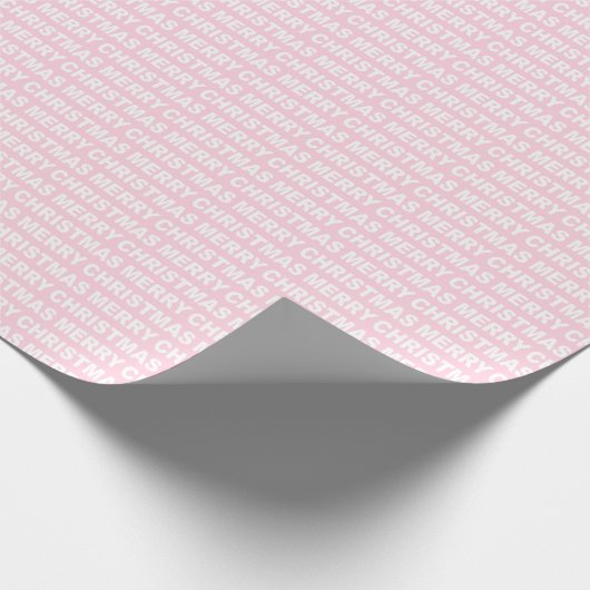 White on Light Roze kersttypografie Cadeaupapier (Hoek)
