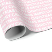 White on Light Roze kersttypografie Cadeaupapier (Rol Hoek)