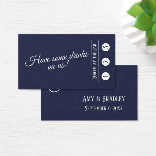 White on Navy, Modern 3-Punch Drink Tickets Visitekaartje (Bureau)