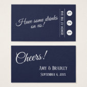 White on Navy, Modern 3-Punch Drink Tickets Visitekaartje (Voorkant /achterkant)