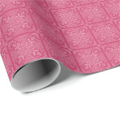 White on Pink Crochet Chart Wrapping Paper Cadeaupapier (Rol Hoek)