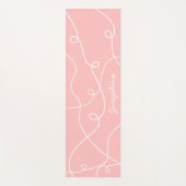 White On Pink Geometric Loops Pattern And Name Yogamat (Voorkant)