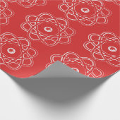 White on Red Atom Symbols Cadeaupapier (Hoek)