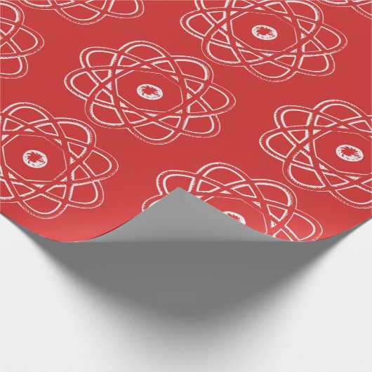 White on Red Atom Symbols Cadeaupapier (Hoek)