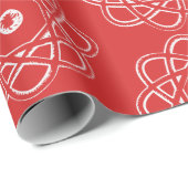 White on Red Atom Symbols Cadeaupapier (Rol Hoek)