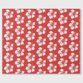 White on Red Hibiscus Cadeaupapier (Vlak)