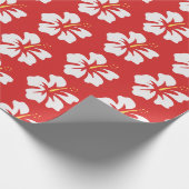 White on Red Hibiscus Cadeaupapier (Hoek)