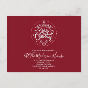 White on Red Merry kerstparty Uitnodiging Briefkaart
