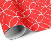 White on Red Overlapping Circles Wrapping Paper Cadeaupapier (Rol Hoek)