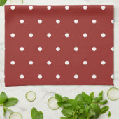 White on Red Polka Dots Theedoek (Gevouwen)