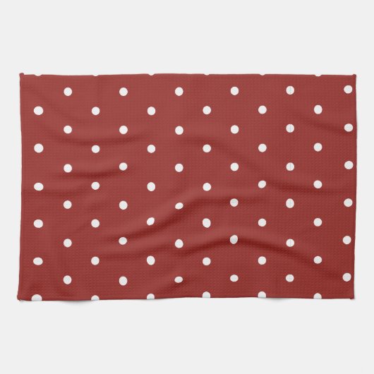 White on Red Polka Dots Theedoek (Horizontaal)