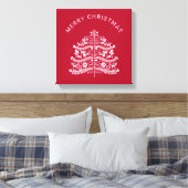 White on Red Scandinavian Nordic Christmas Tree Canvas Afdruk (Insitu (Slaapkamer))