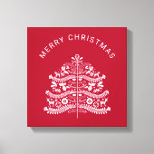 White on Red Scandinavian Nordic Christmas Tree Canvas Afdruk (Voorkant)
