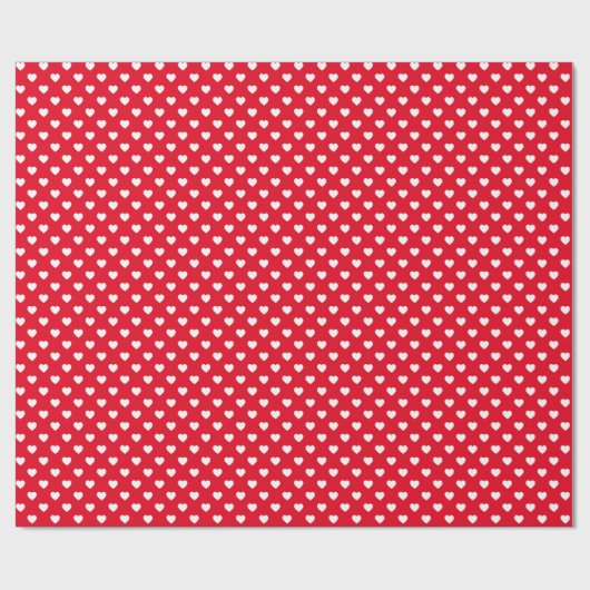 White on Red Tiny Hearts Patterned Wrapping Paper Cadeaupapier (Vlak)