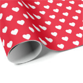 White on Red Tiny Hearts Patterned Wrapping Paper Cadeaupapier (Rol Hoek)
