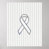 White on Ribbon Awareness Stripes Poster (Voorkant)