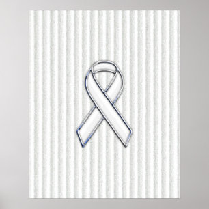 White on Ribbon Awareness Stripes Poster