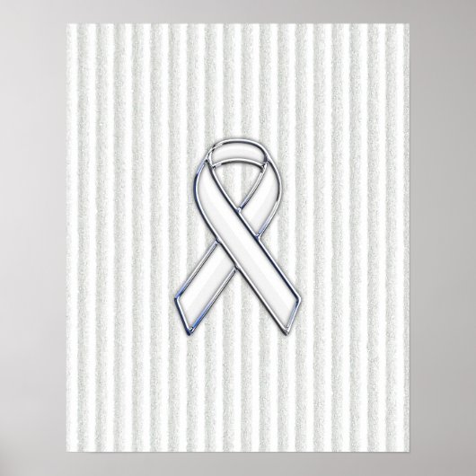 White on Ribbon Awareness Stripes Poster (Voorkant)