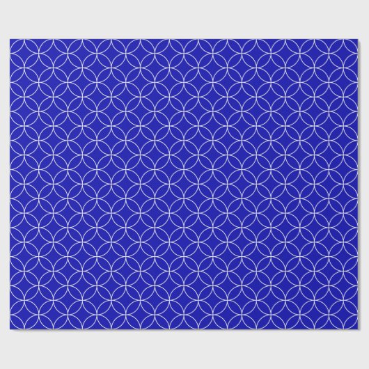 White on Royal Blue Overlapping Circles Cadeaupapier (Vlak)