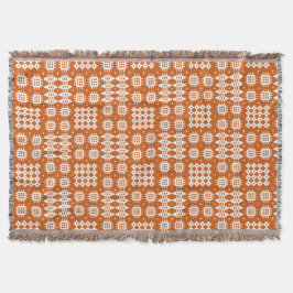 White on Tan Welsh Tapestry Pattern Throw Blanket Deken