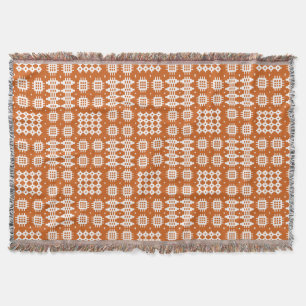 White on Tan Welsh Tapestry Pattern Throw Blanket Deken