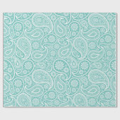 White on turquoise paisley cadeaupapier (Vlak)