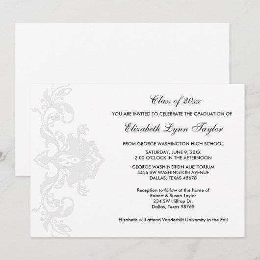 White on White Afstuderen aangekondigd Kaart (Voorkant / Achterkant)