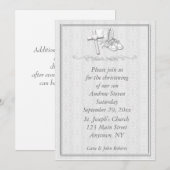 White on White Christening Invitation Kaart (Voorkant / Achterkant)