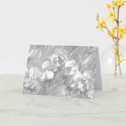 White on White Floral Fabric, Blank Inside Kaart (Gele Bloem)