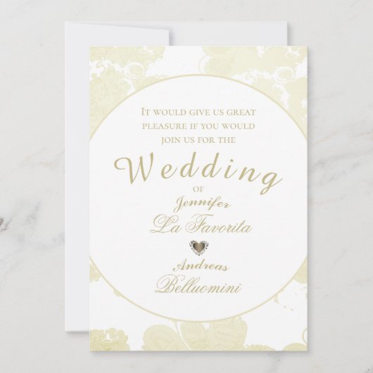 White on White Floral Wedding Invitation Kaart (Voorkant)