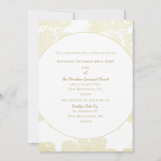 White on White Floral Wedding Invitation Kaart (Achterkant)