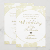 White on White Floral Wedding Invitation Kaart (Voorkant / Achterkant)
