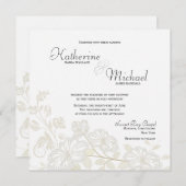 White on White Floral Wedding Invitations Kaart (Voorkant / Achterkant)