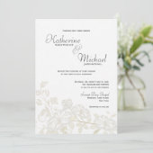 White on White Floral Wedding Invitations Kaart (Staand voorkant)