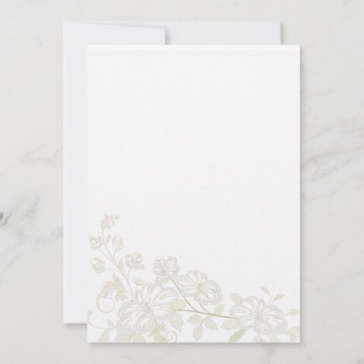 White on White Floral Wedding Invitations Kaart (Achterkant)