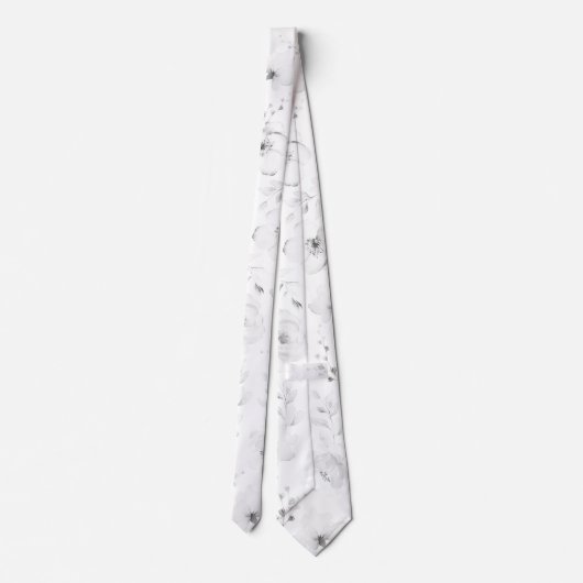 White on White Garden Peony Wedding Stropdas (Achterkant)